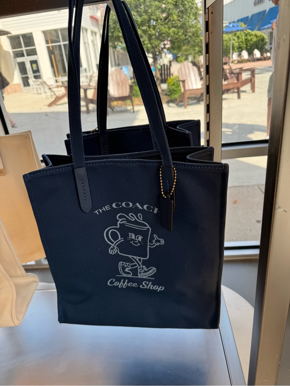 Coach Navy Canvas Coffee Shop Tote